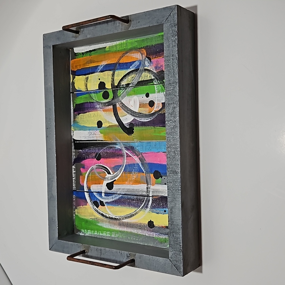 Handpainted wooden tray